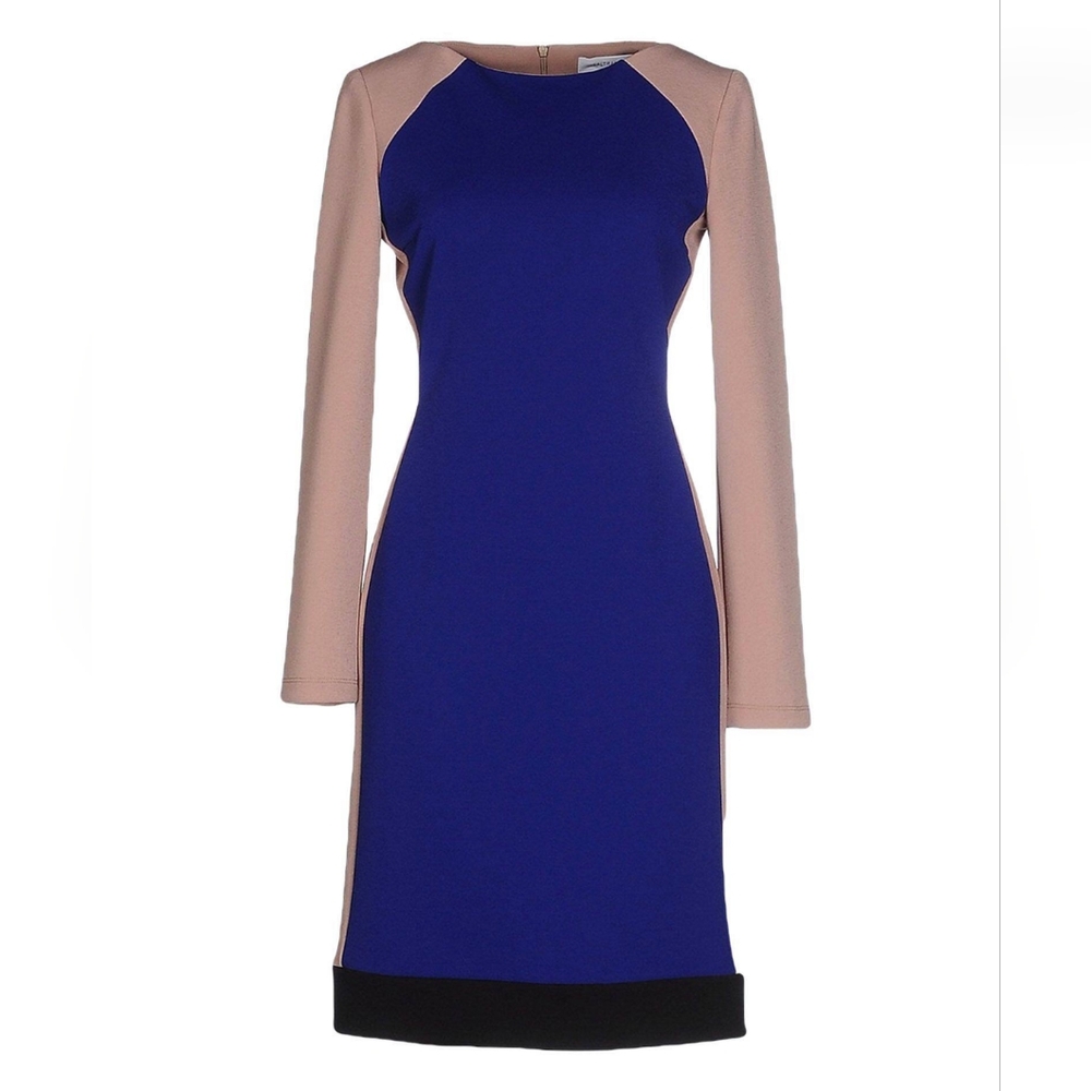 LALTRAMODA  Blue and Beige Wrinkle Free Long Sleeve Dress In Size M (EU 38)